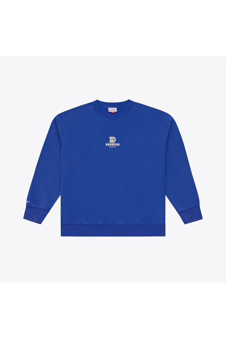 Men's Mitchell & Ness Royal Denver Broncos Core Essentials Micro Logo Fleece Sweatshirt, Main, color, Royal