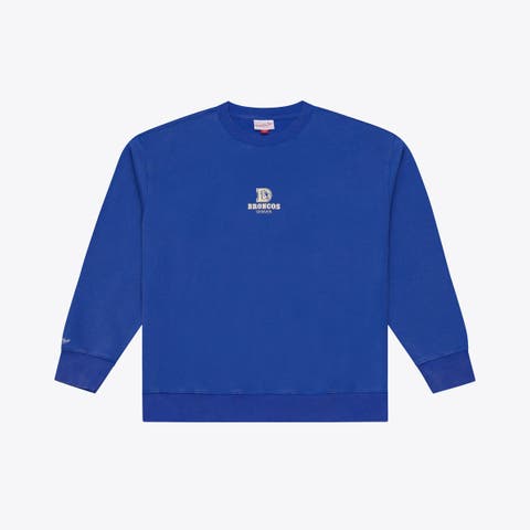 Men's Mitchell & Ness Royal Denver Broncos Core Essentials Micro Logo Fleece Sweatshirt