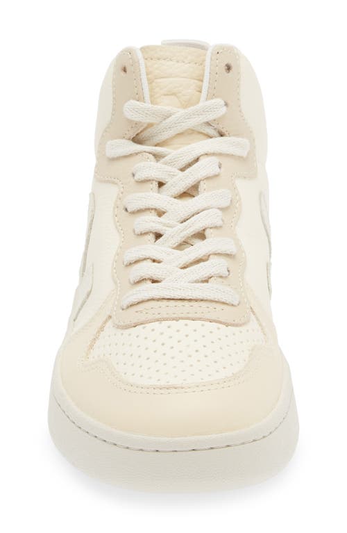 Veja V-15 Chromefree Pebbled-leather High-top Sneakers In Cashew Pierre-multico