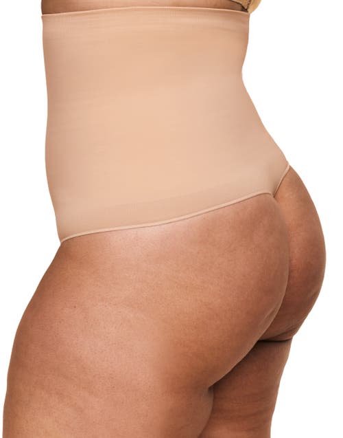 Adore Me Riya High-waisted Smoothing Thong In Light Beige
