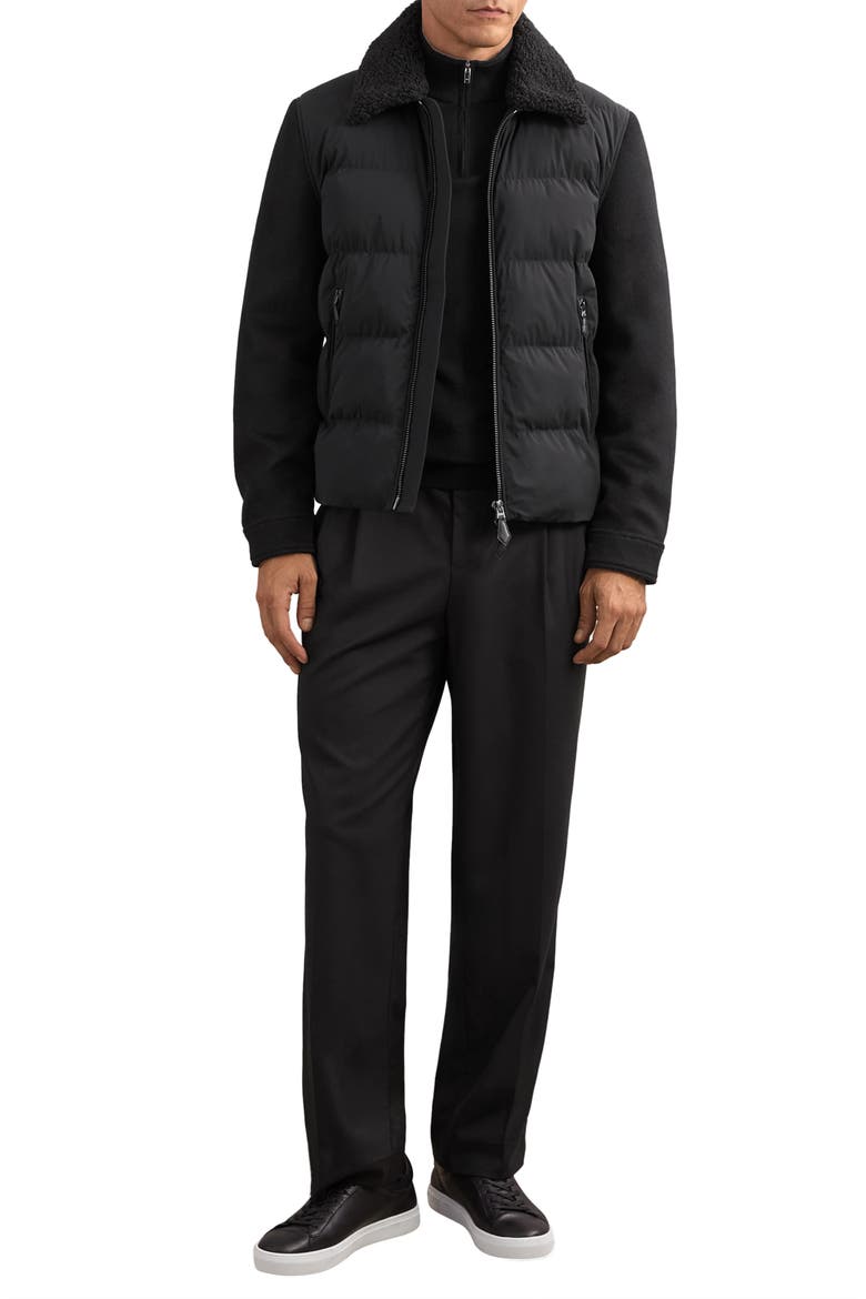 Maximus Mixed Media Quilted Puffer Jacket, Alternate, color, BLACK