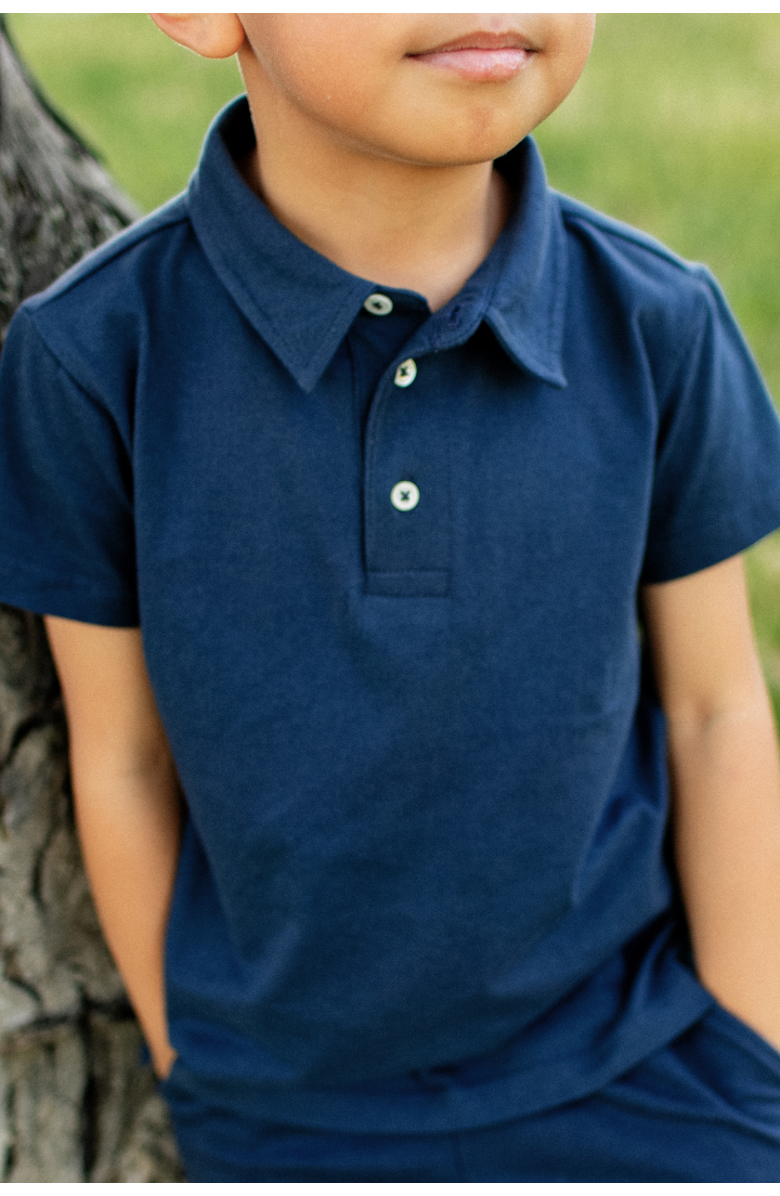 Jackalo Kids' Organic Cotton Jersey Alex Polo T-Shirt, Alternate, color, Navy