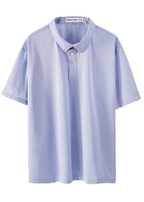 Regent Row Big And Tall Stanton Shirt Polo In Light-blue-stripe-57