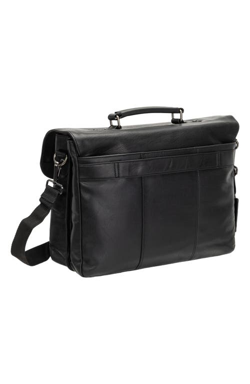 Mancini Double Compartment Flap Leather Briefcase In Black