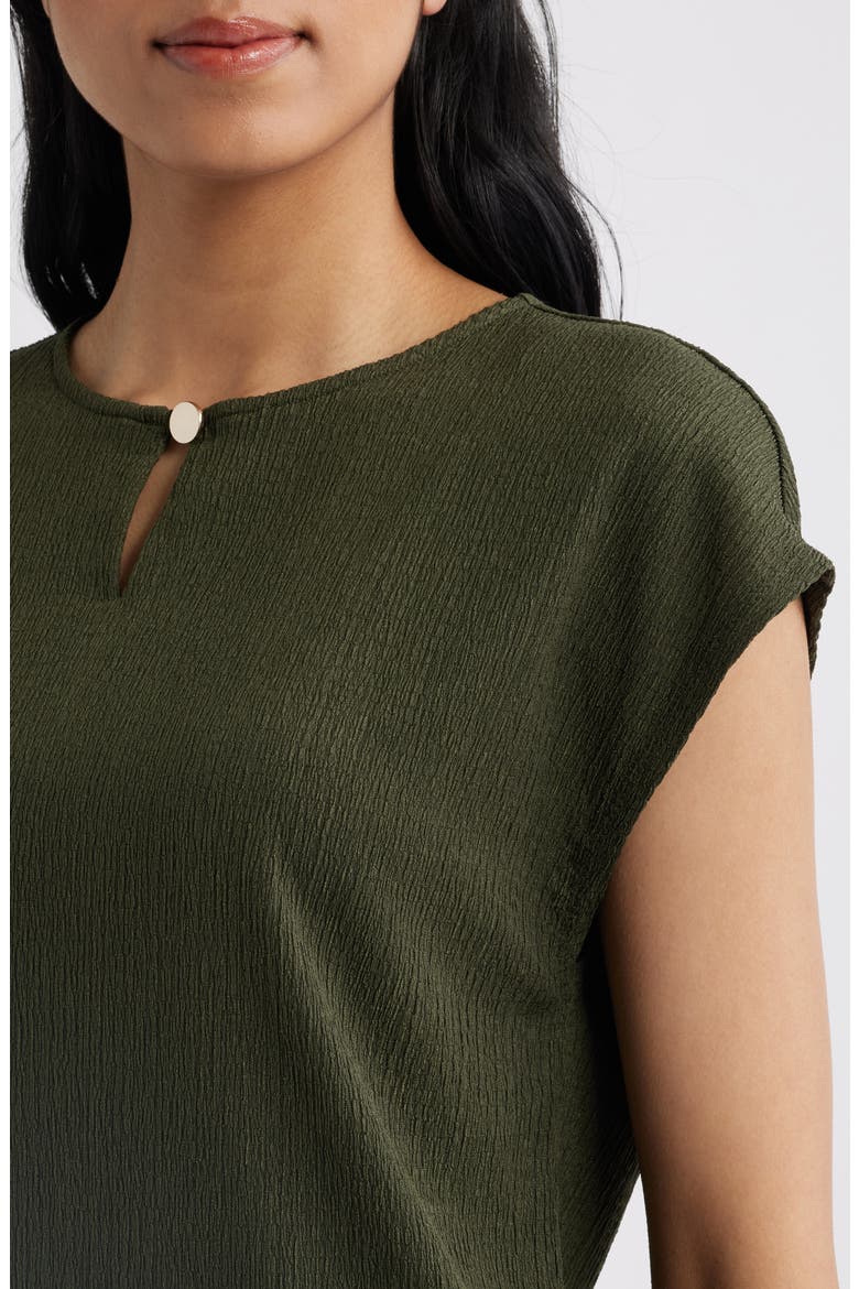 Textured Keyhole Top, Alternate, color, DARK BAY LEAF