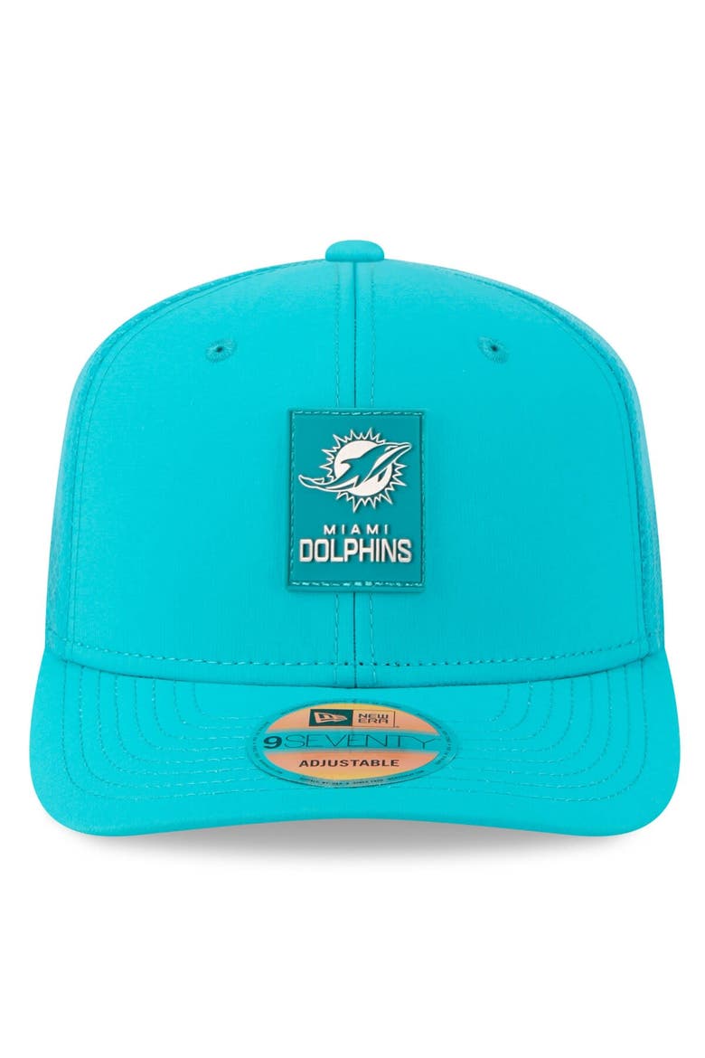 Men's New Era Aqua Miami Dolphins 2025 Sideline  9SEVENTY Trucker Adjustable Hat, Alternate, color, Aqua
