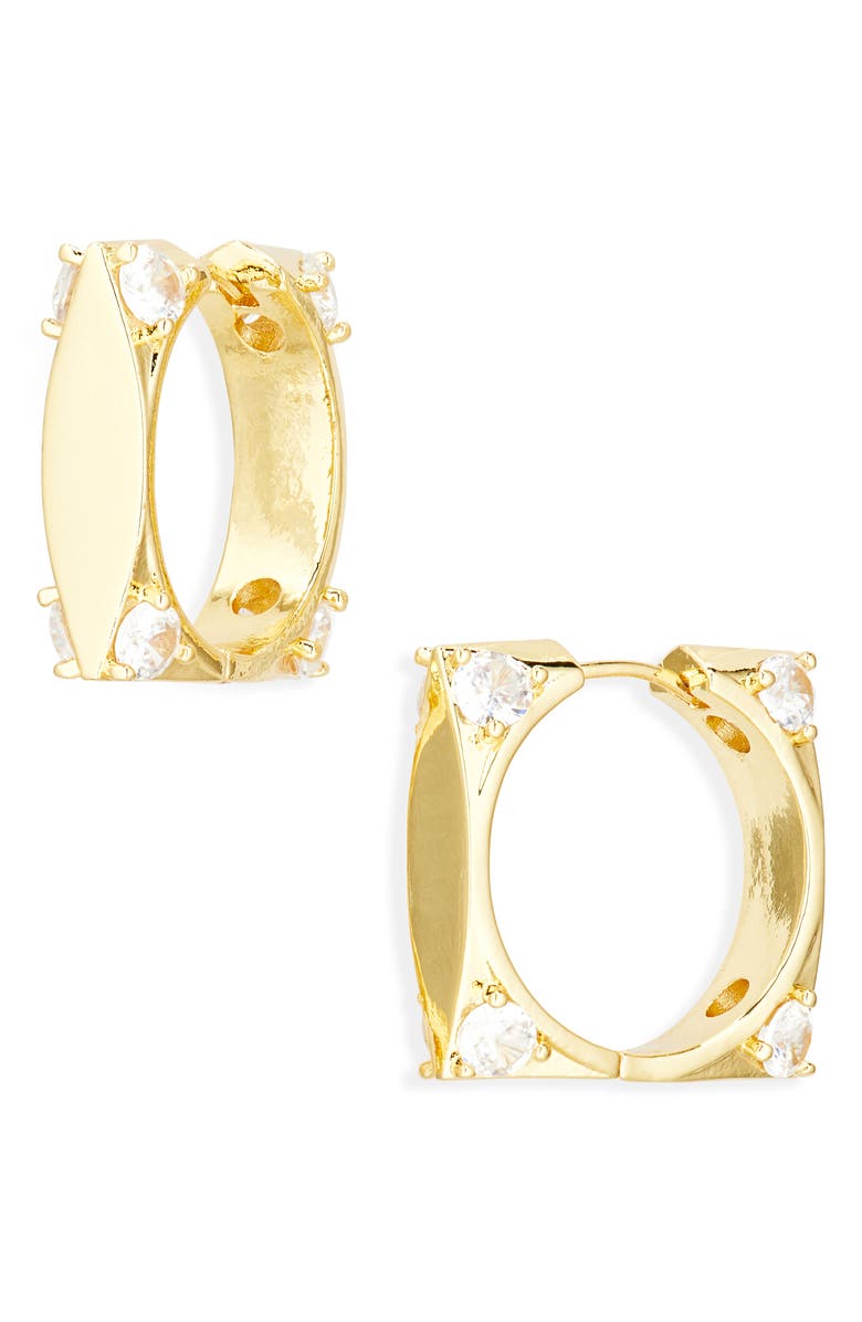 EYE CANDY LOS ANGELES Malu Square Cubic Zirconia Hoop Earrings, Main, color, Gold