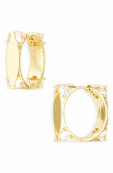 EYE CANDY LOS ANGELES Malu Square Cubic Zirconia Hoop Earrings