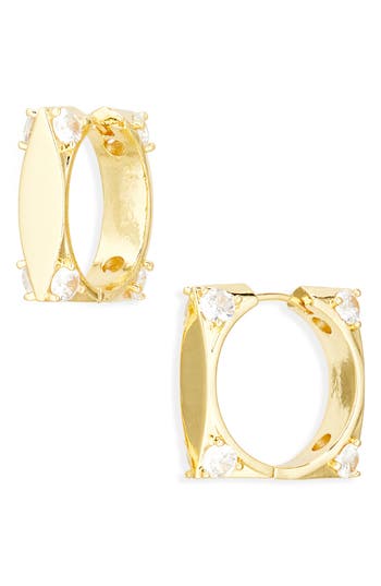 Eye Candy Los Angeles Malu Square Cubic Zirconia Hoop Earrings In Gold