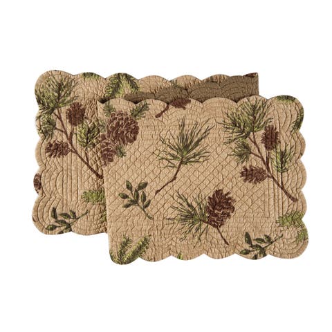 Woodland Retreat Quilted Reversible Cotton Pinecone Theme Table Runner 14" x 51"