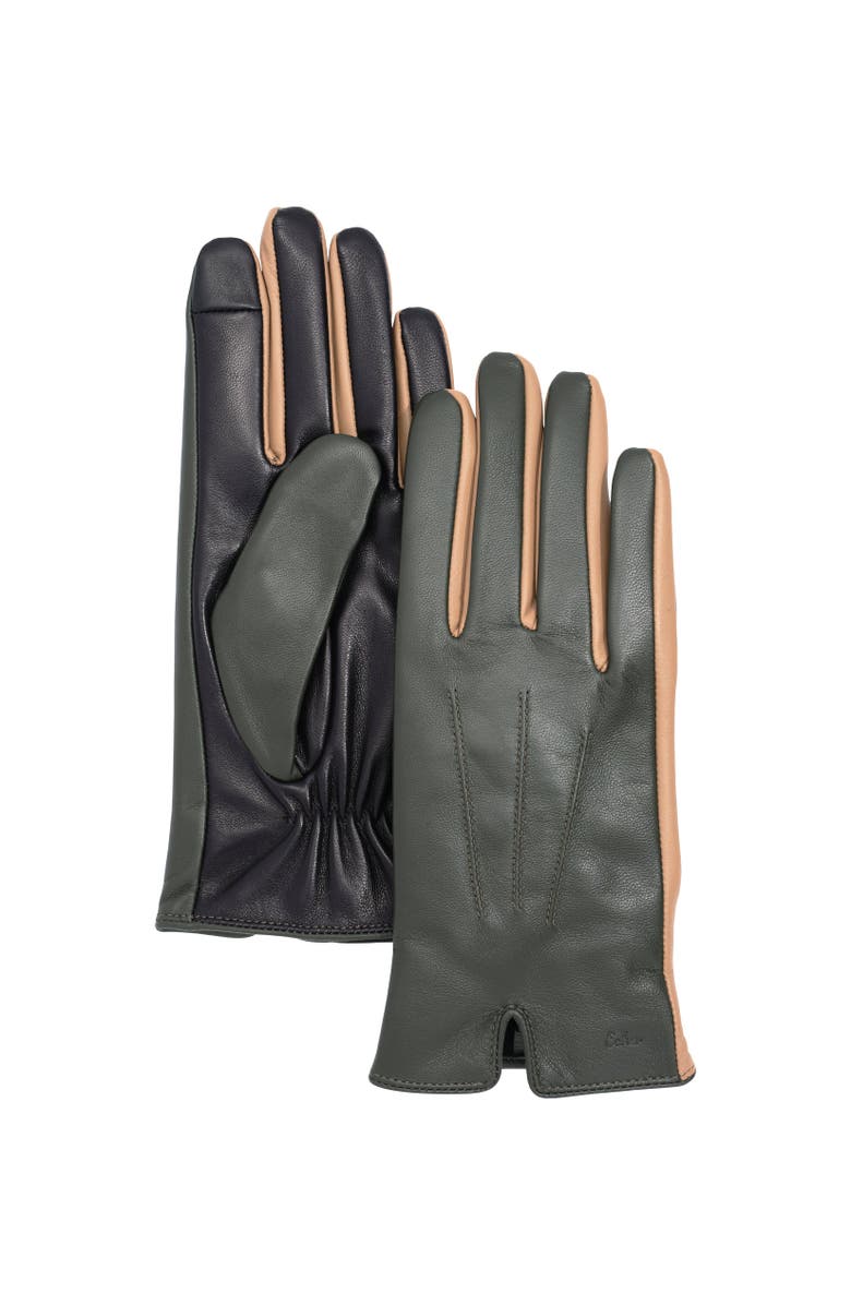 Echo Colorblock Leather Glove, Alternate, color, Forest Green