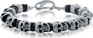 BLACKJACK Stainless Steel Onyx Skull Beaded Bracelet