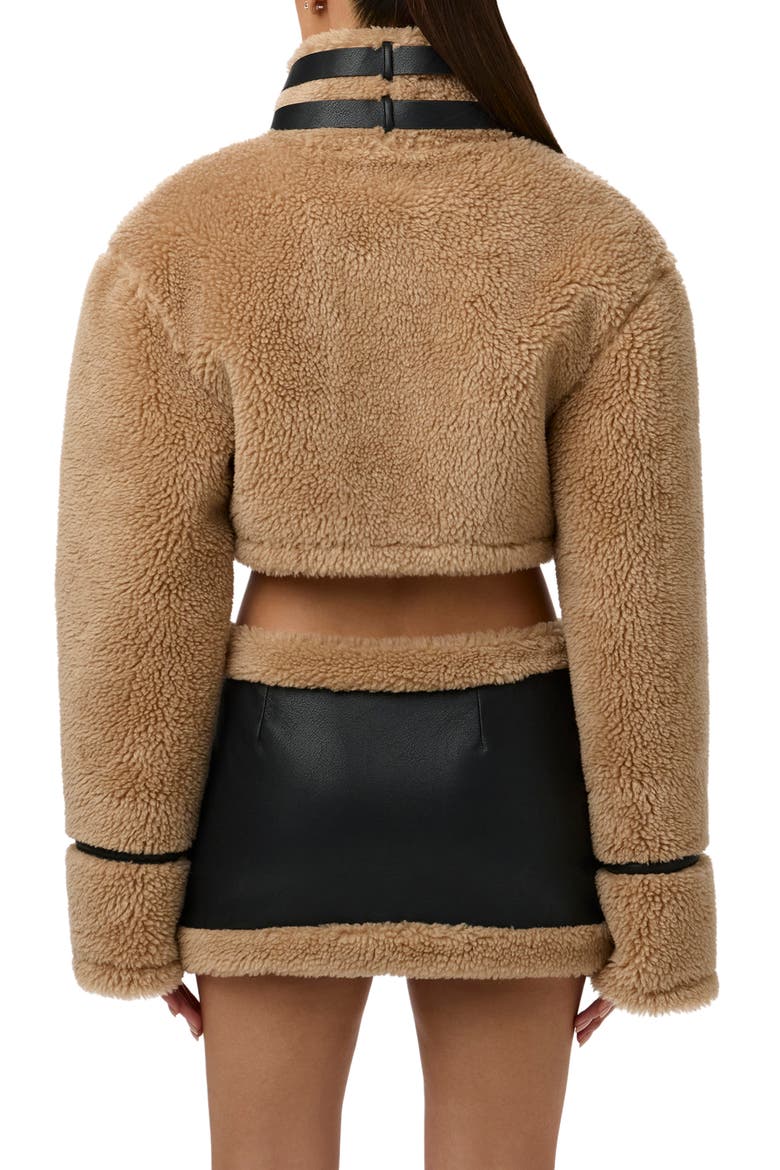 Reversible Faux Shearling Crop Moto Jacket, Alternate, color, BLACK/ TAN