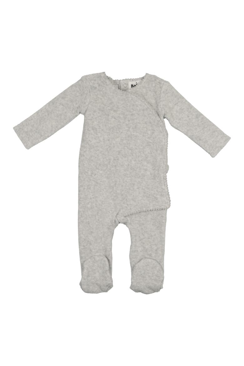 Velour Cotton Blend Wrap Footie, Main, color, GREY
