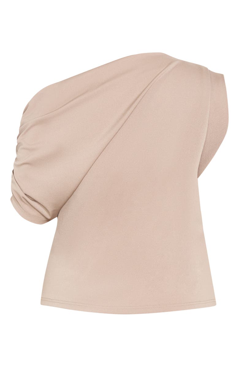City Chic Imani One-Shoulder Top, Alternate, color, Taupe