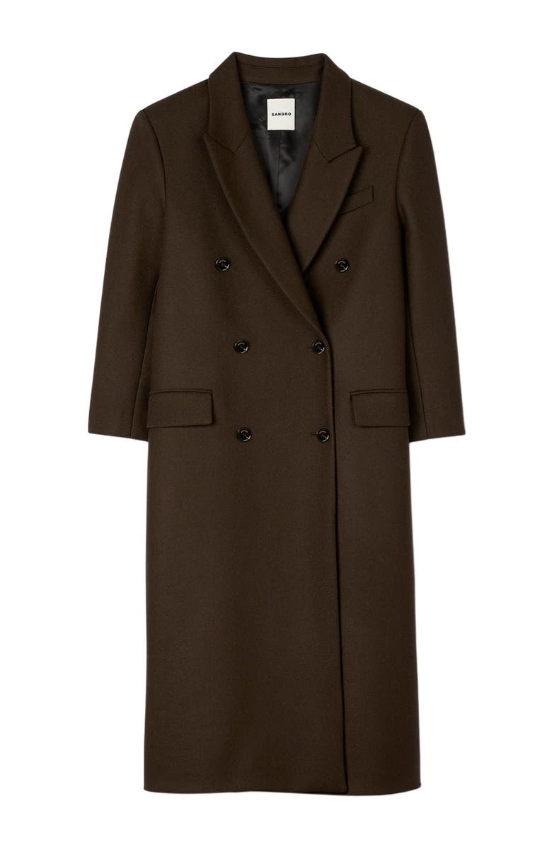 SANDRO Straight coat, Alternate, color, Brown