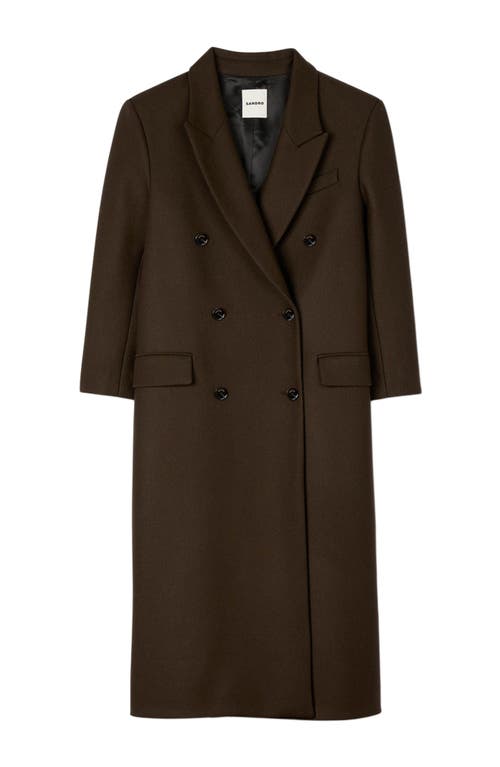Sandro Straight Coat In Brown