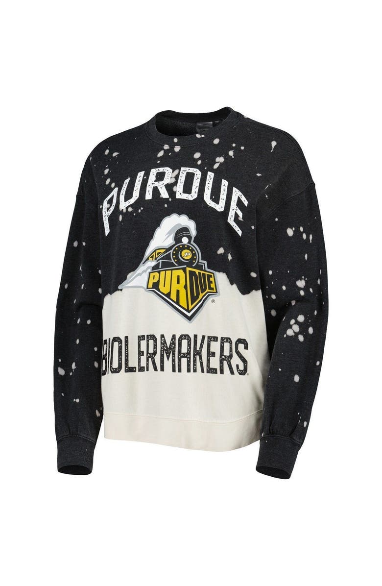 GAMEDAY COUTURE Women's Gameday Couture Black Purdue Boilermakers Twice As Nice Faded Dip-Dye Pullover Long Sleeve Top, Alternate, color, 