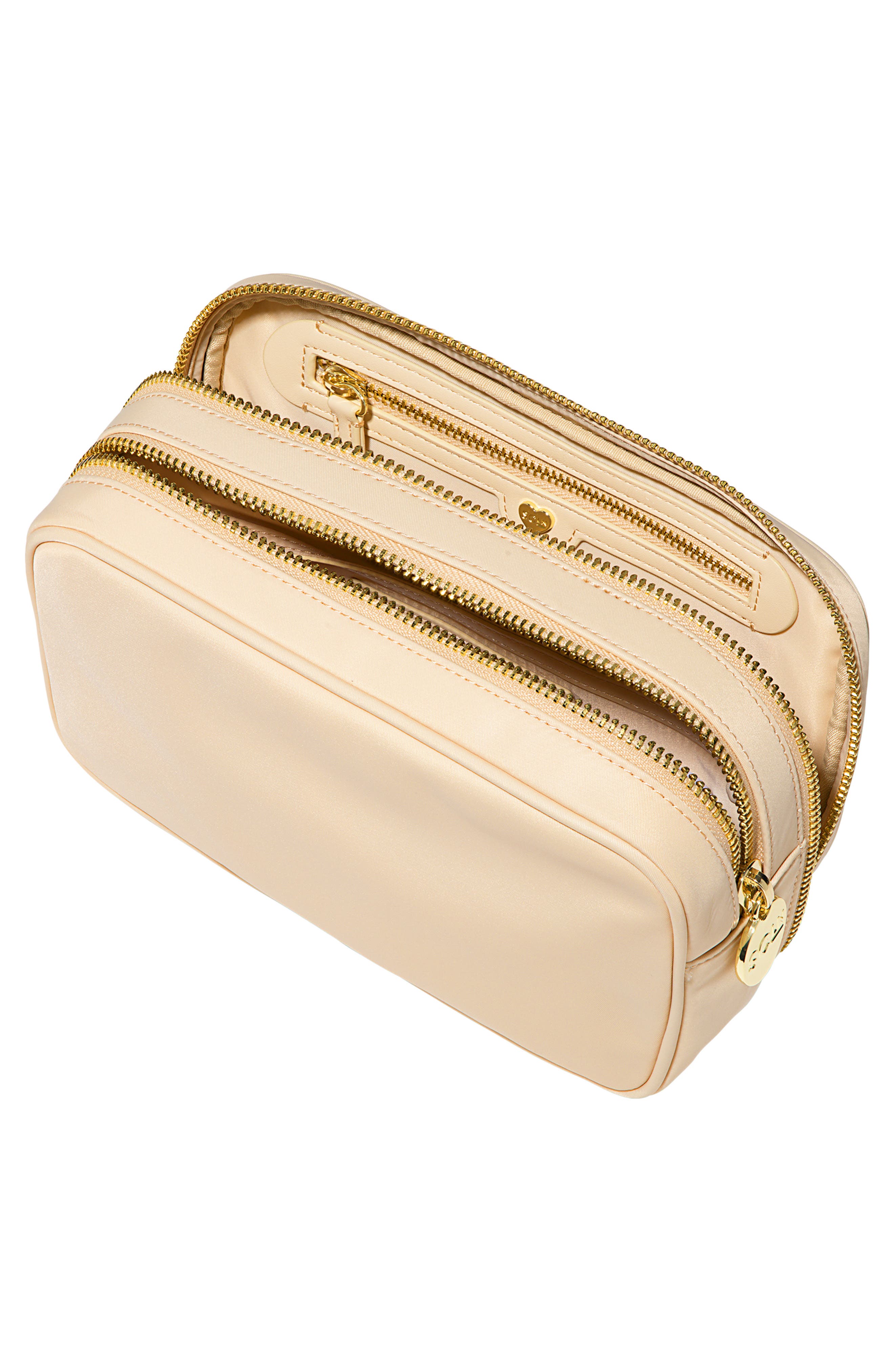 Double Zip Nylon Pouch, Alternate, color, SAND
