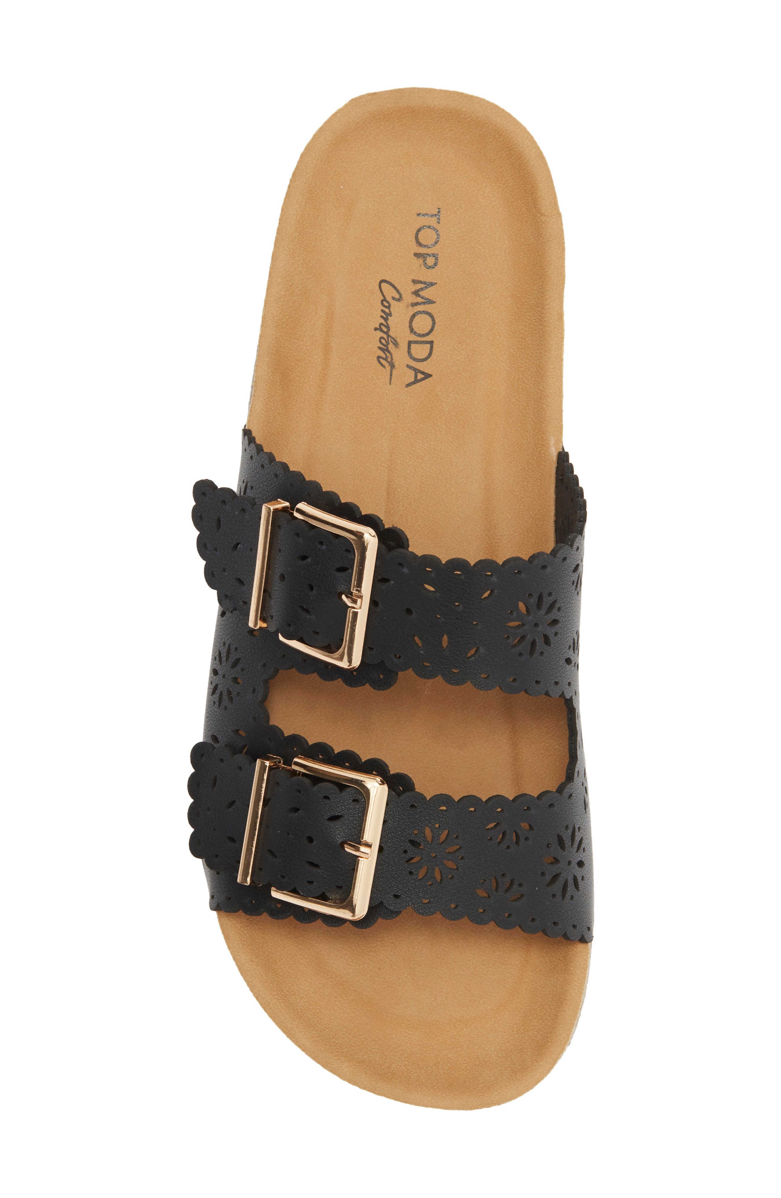 TOP MODA Cory Slide Sandal, Alternate, color, Black Pu