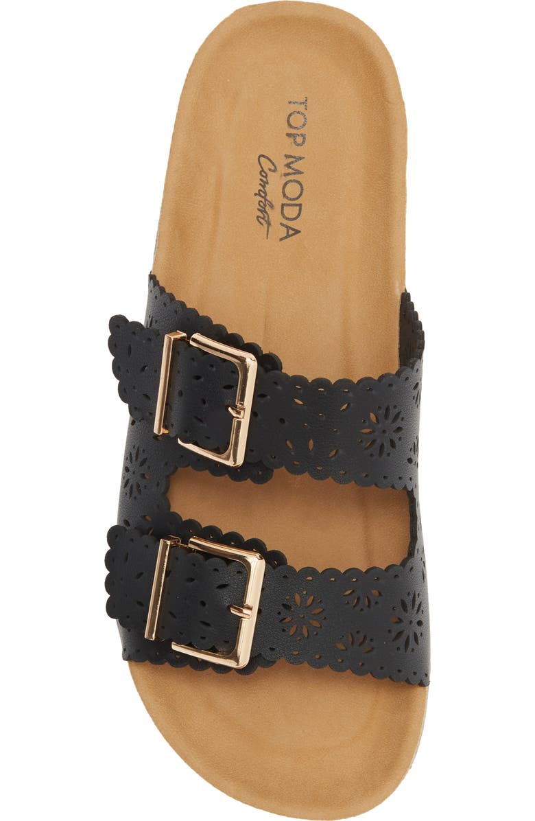 TOP MODA Cory Slide Sandal, Alternate, color, Black Pu