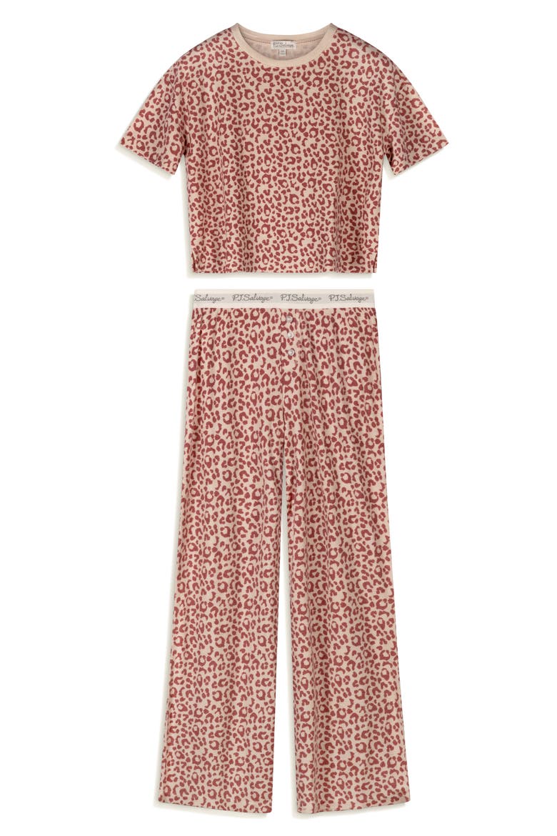 Waffle Knit Pajamas, Alternate, color, DARK WINE