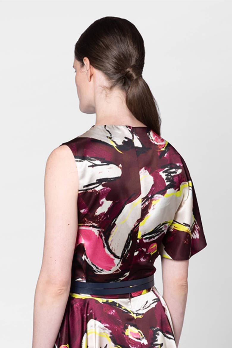 Nomi Satin Draped One-Shoulder Top, Alternate, color, Brush Burgundy