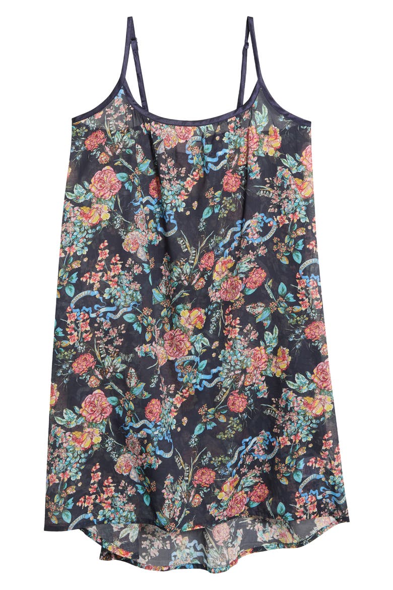 Layla Floral Cotton Nightgown, Alternate, color, NAVY