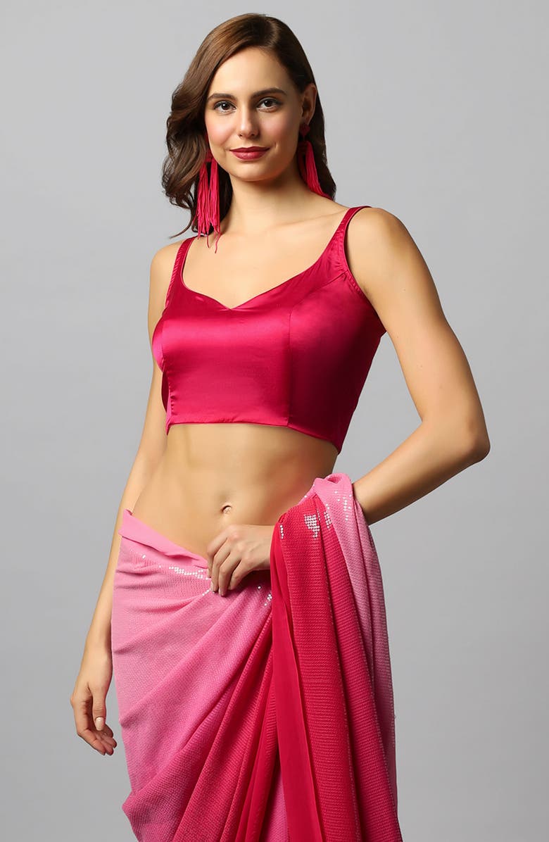 One Minute Saree<sup>®</sup> Ashley Fuscia Sleeveless Sweetheart Blouse for women, Main, color,