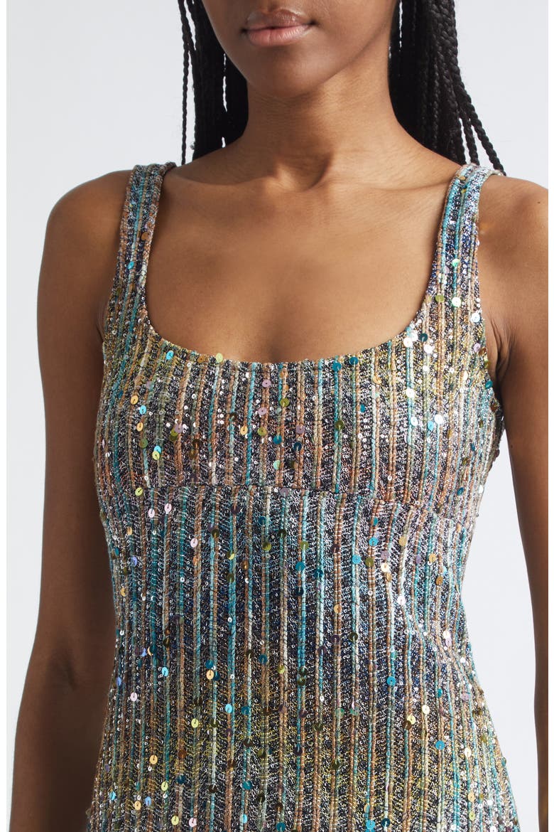 Metallic Zigzag Sequin Knit Column Gown, Alternate, color, BROWN/BLUE