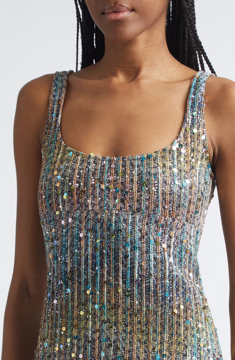 Missoni Metallic Zigzag Sequin Knit Column Gown, Alternate, color, Brown/Blue