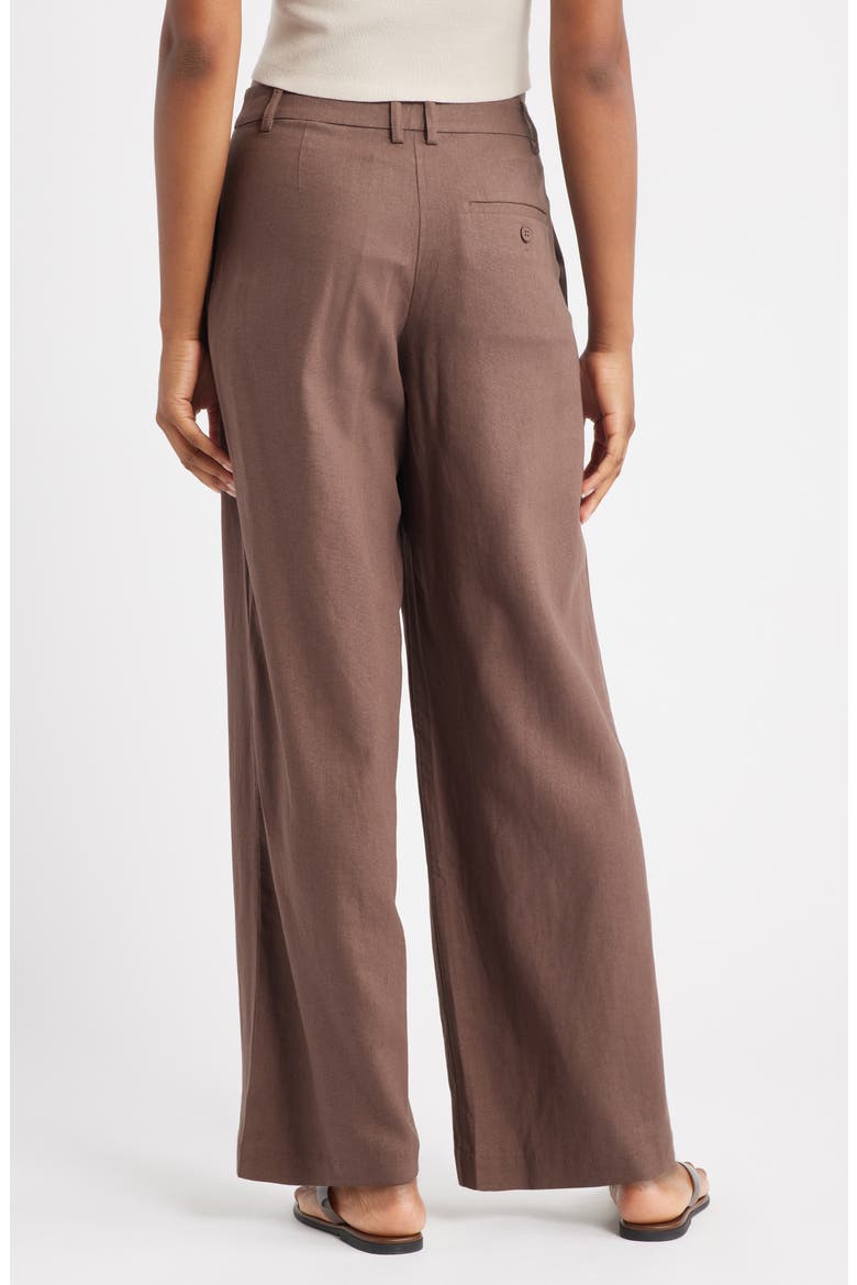 Low Slung Linen Blend Wide Leg Pants, Alternate, color, BROWN MULTI