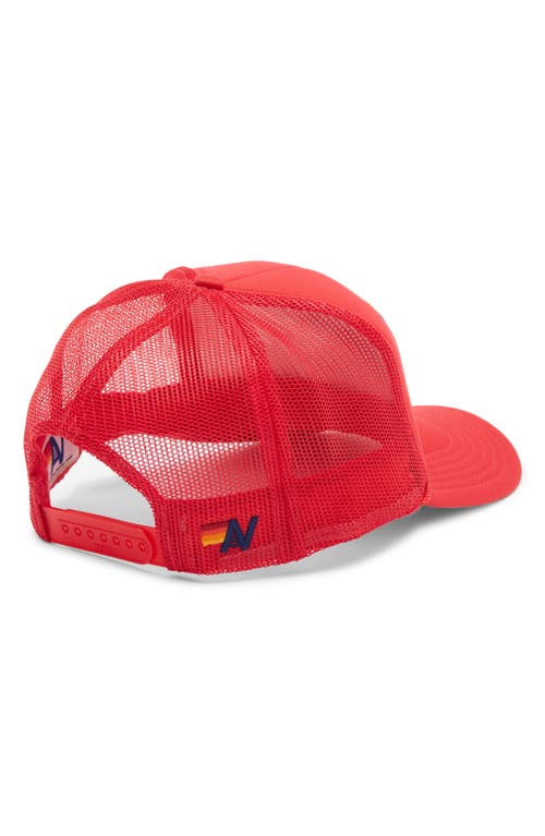 Aviator Nation Rainbow Logo Trucker Hat In Red