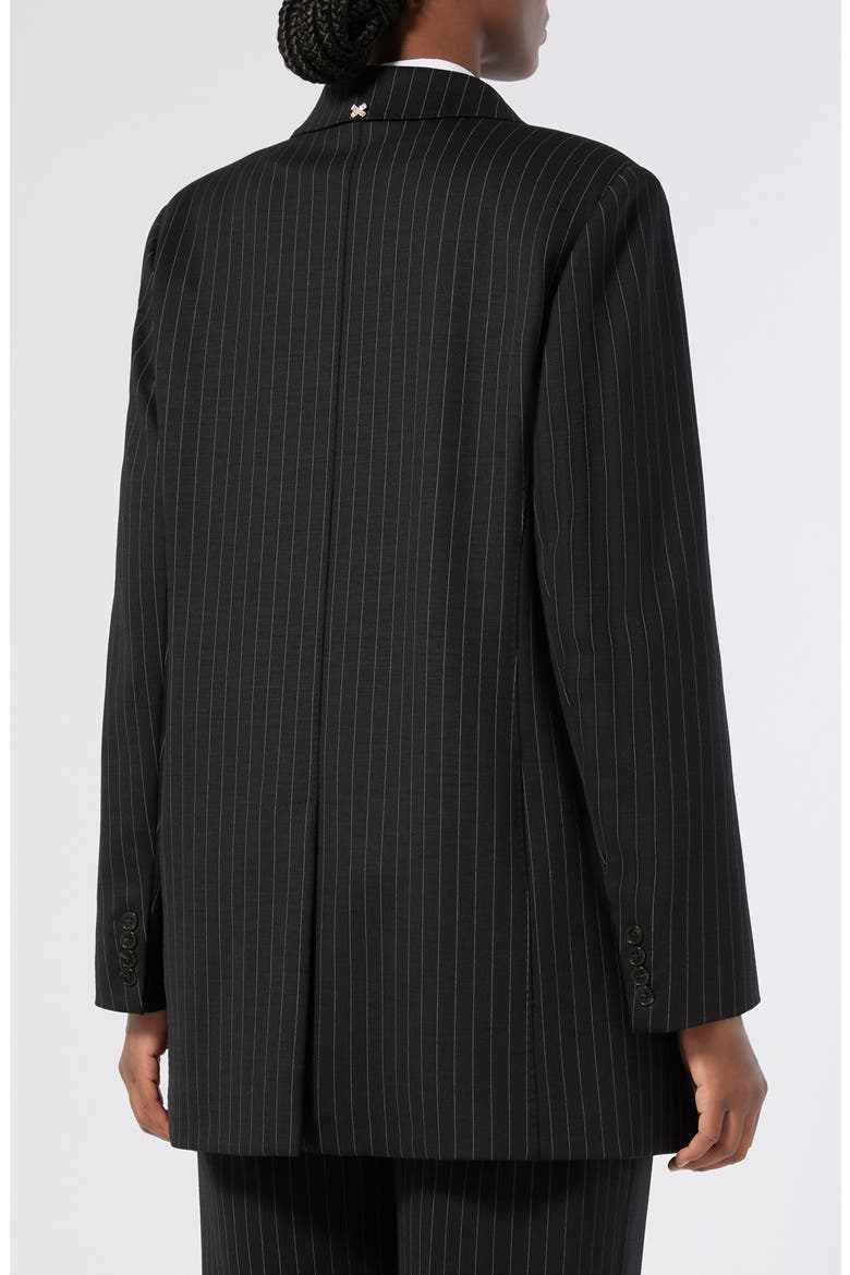 Barbra Pinstripe Stretch Jersey Jacket, Alternate, color, BLACK