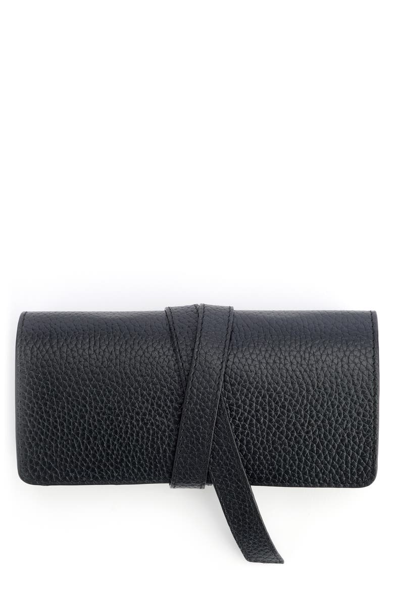 Leather Tech Cord Organizer Roll, Main, color, BLACK