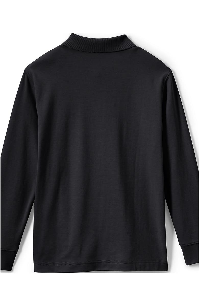 Lands' End School Uniform Kids Long Sleeve Interlock Polo Shirt, Alternate, color, Black