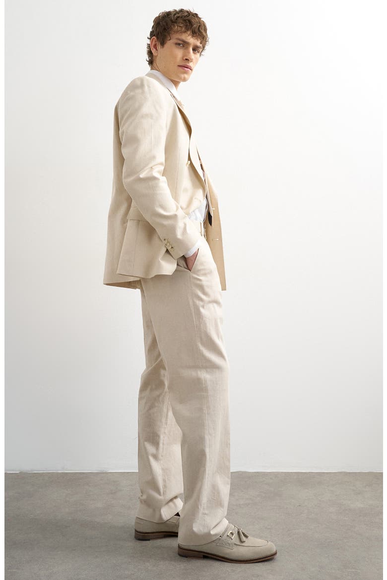 Linen Blend Straight Leg Pants, Alternate, color, STONE
