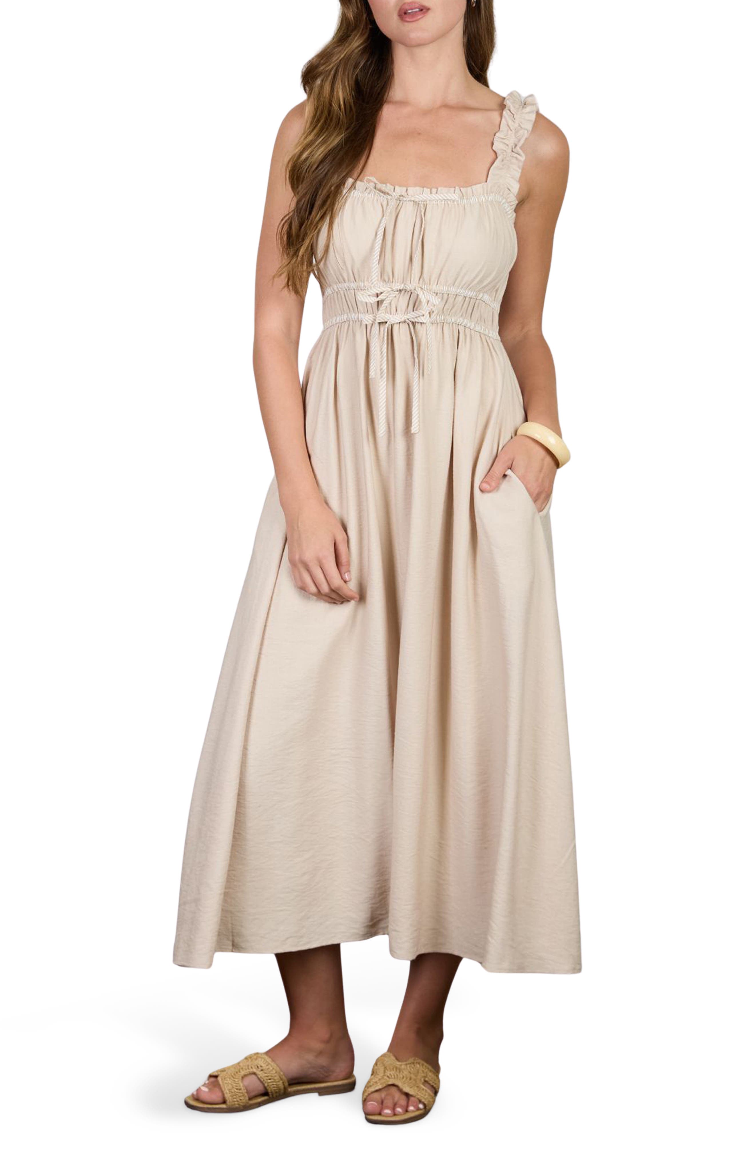 AUGUST SKY Bow Empire Waist Sundress