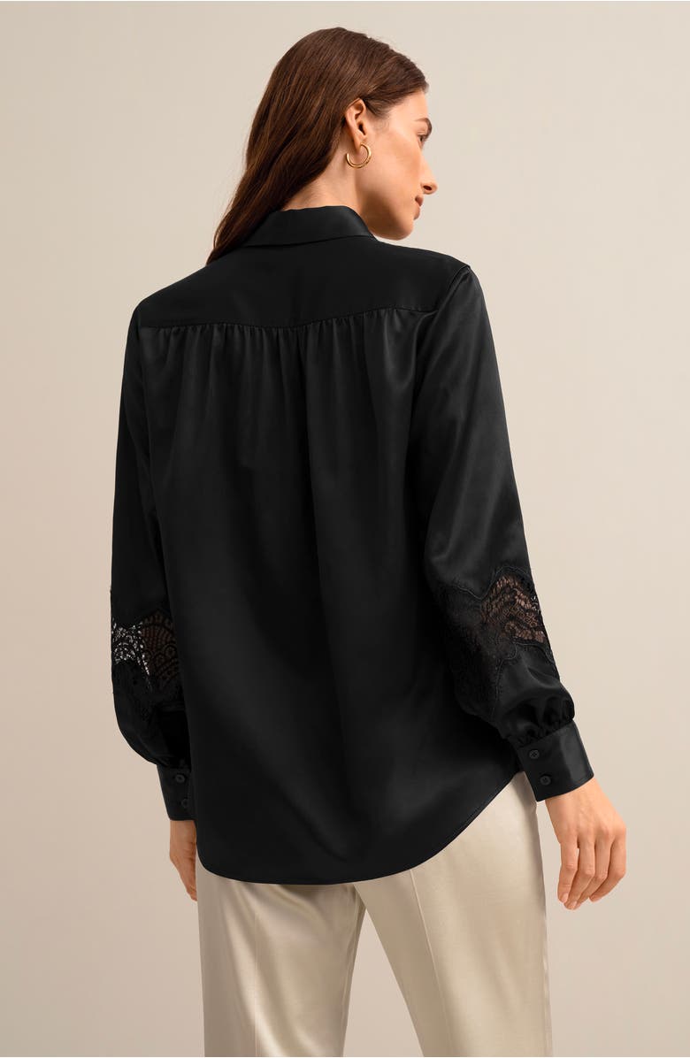 Lilysilk The Armeria Lace Silk Blouse, Alternate, color, Black