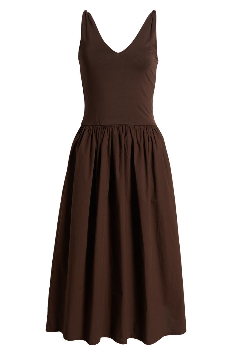 Rails Franca Mixed Media Sleeveless Midi Dress, Alternate, color, Espresso