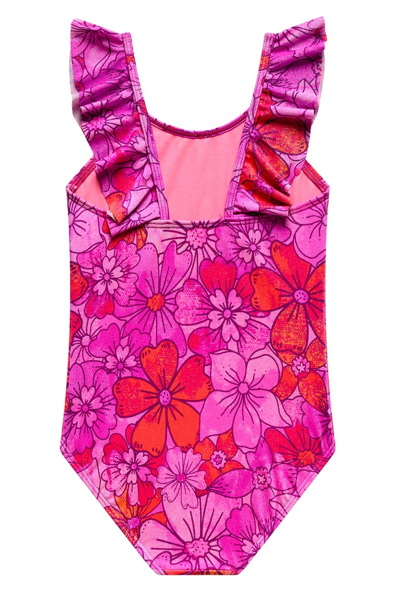 Kids' Floral Ruffle One-Piece Swimsuit, Alternate, color, PINK