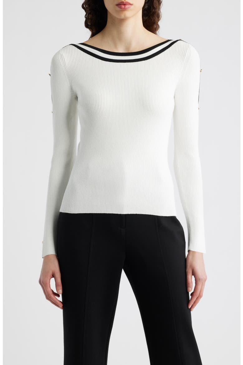 The Abbie Rib Sweater, Main, color, SKY WHITE / NOIR