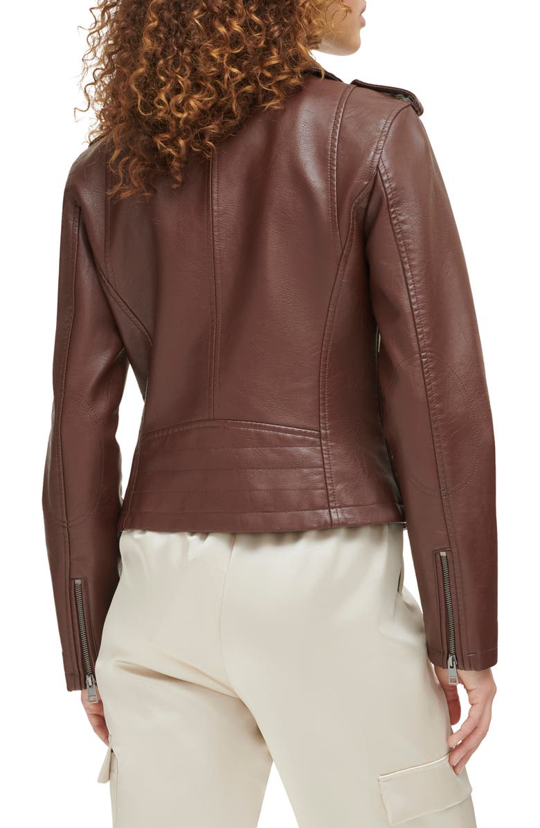 Levi's <sup>®</sup> Faux Leather Moto Jacket, Alternate, color, Chocolate Brown