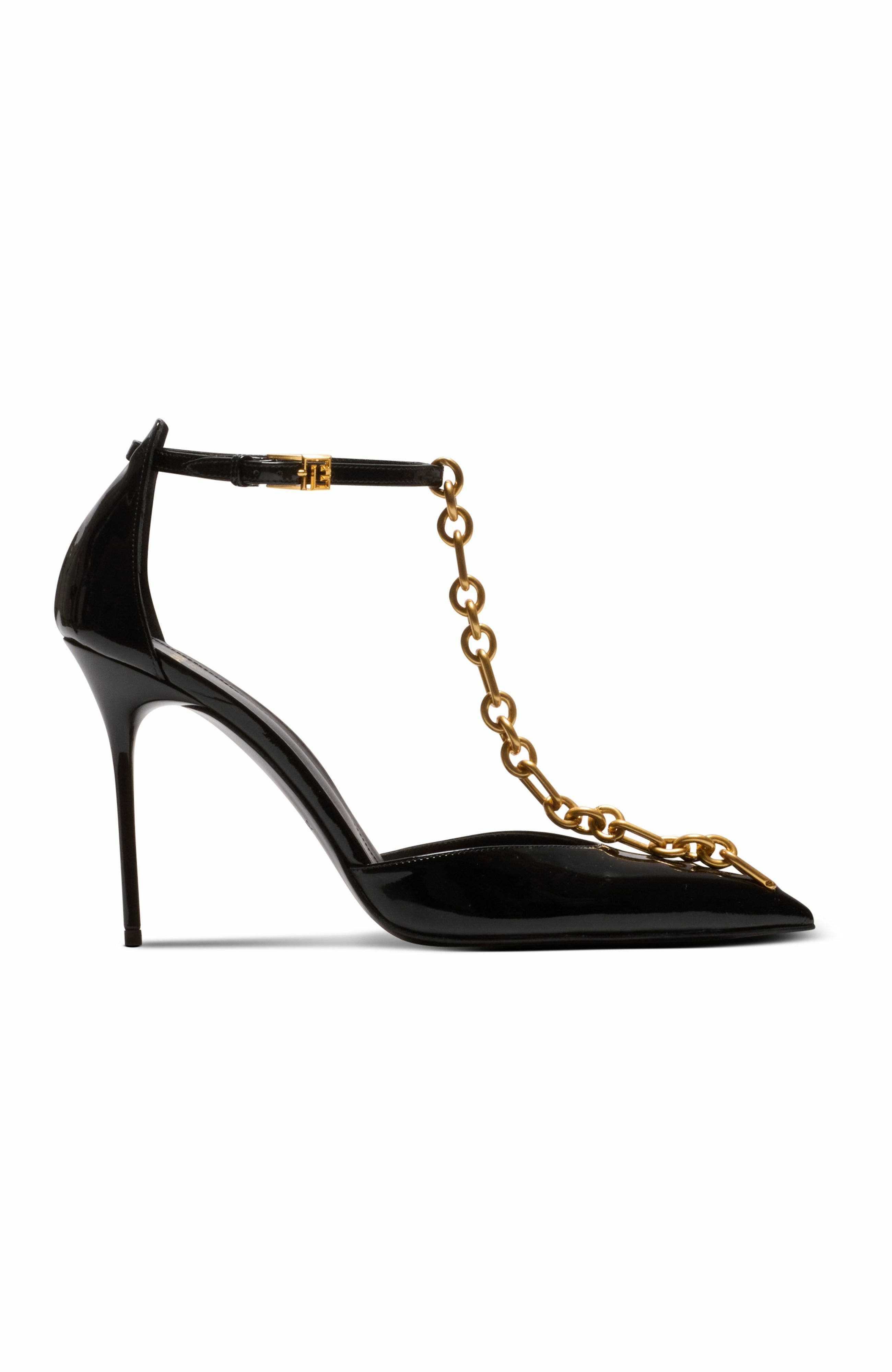 Balmain Sync patent leather stilettos, Alternate, color, Black
