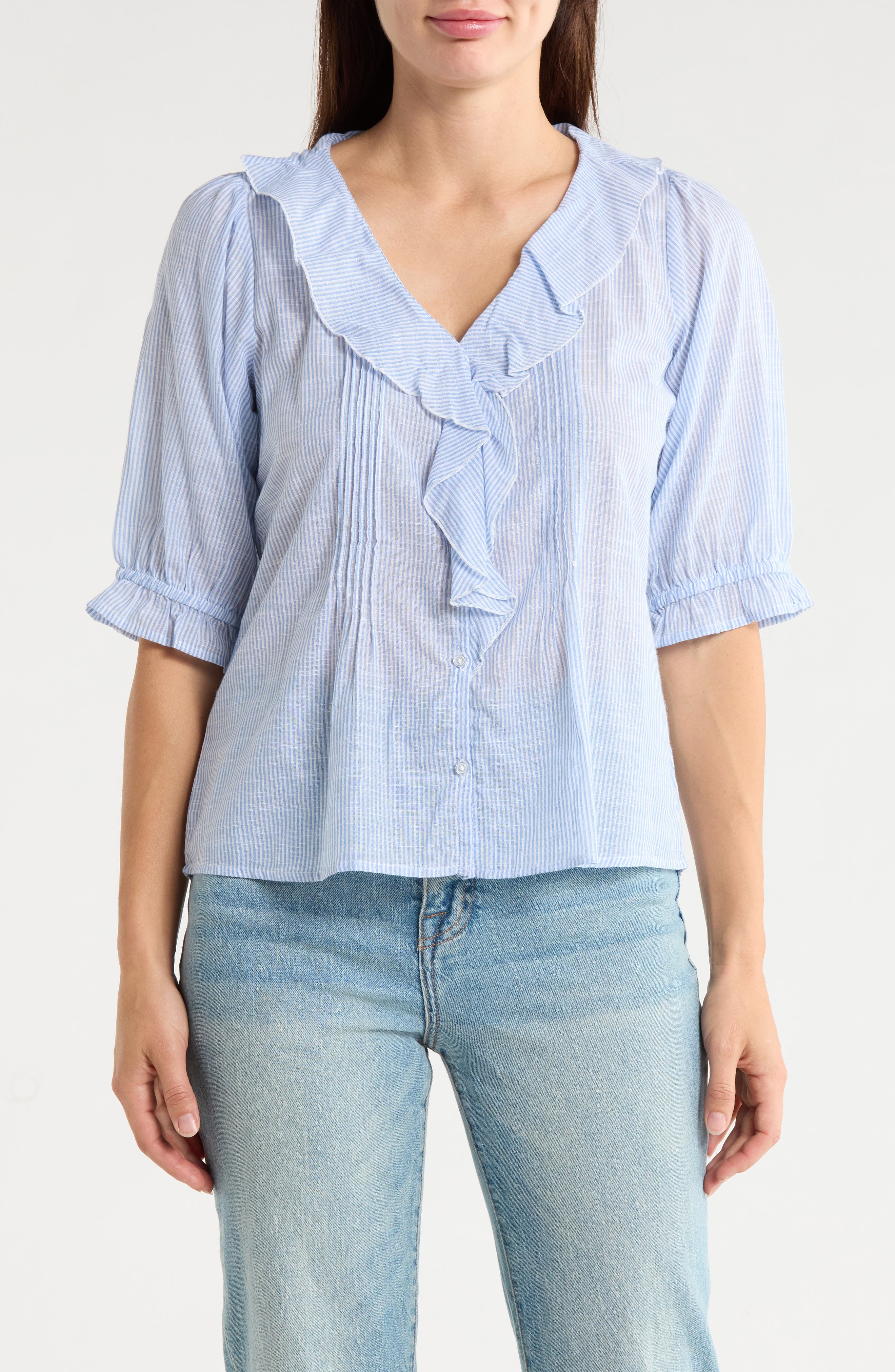 Trove New York Ruffled Button-Up Shirt