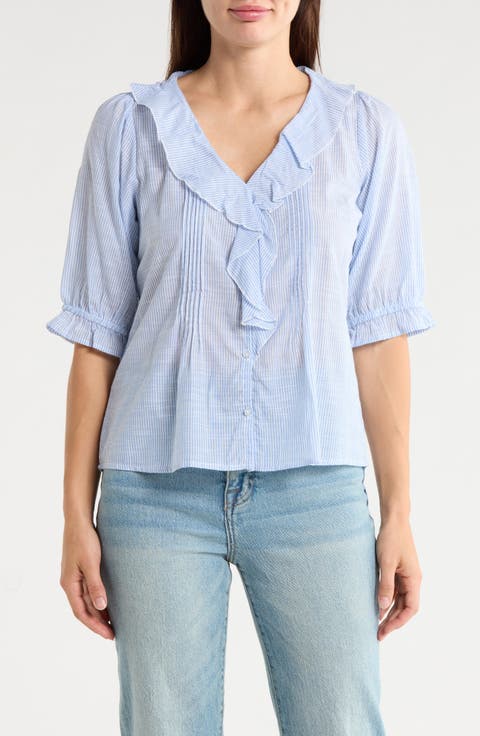 Ruffled Button-Up Shirt