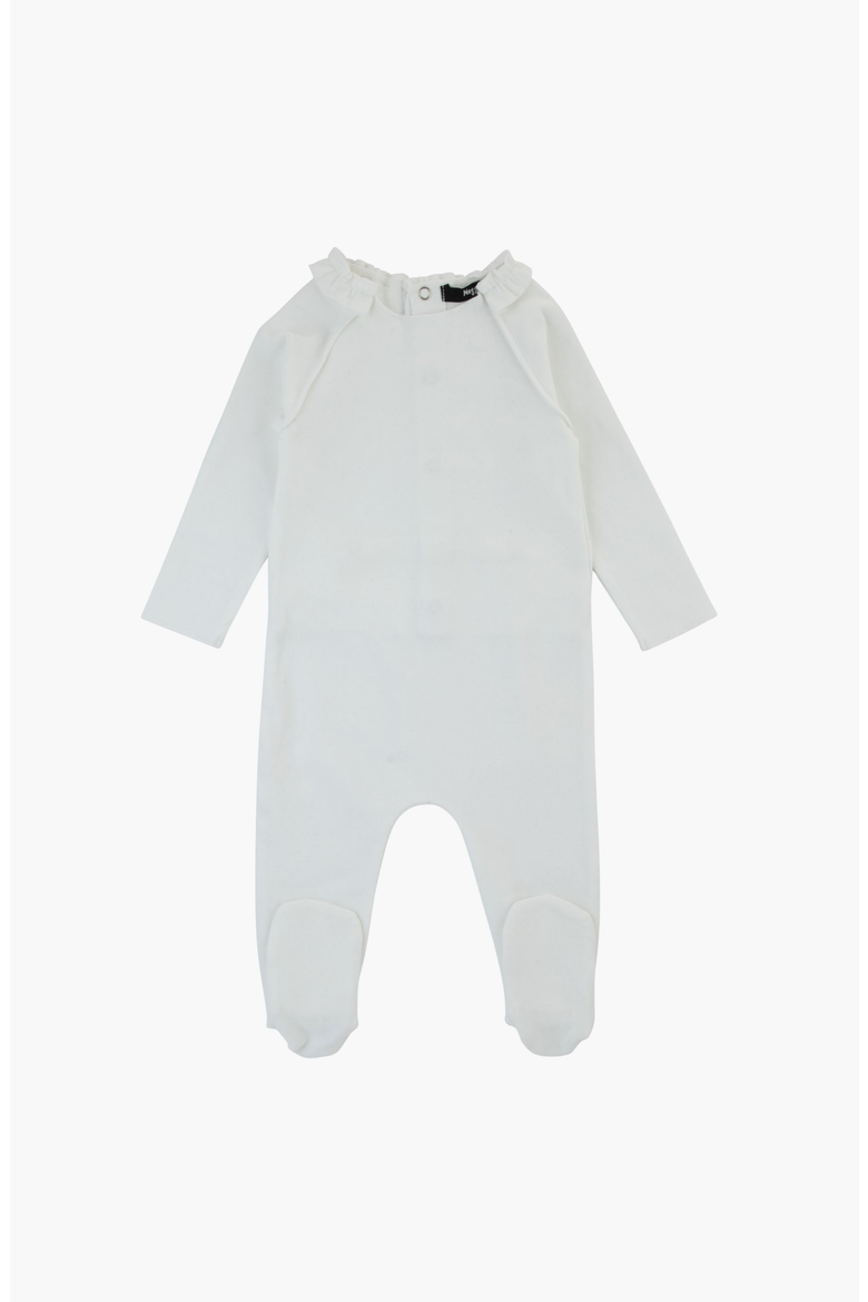Side Ruffle Footie, Main, color, Ivory