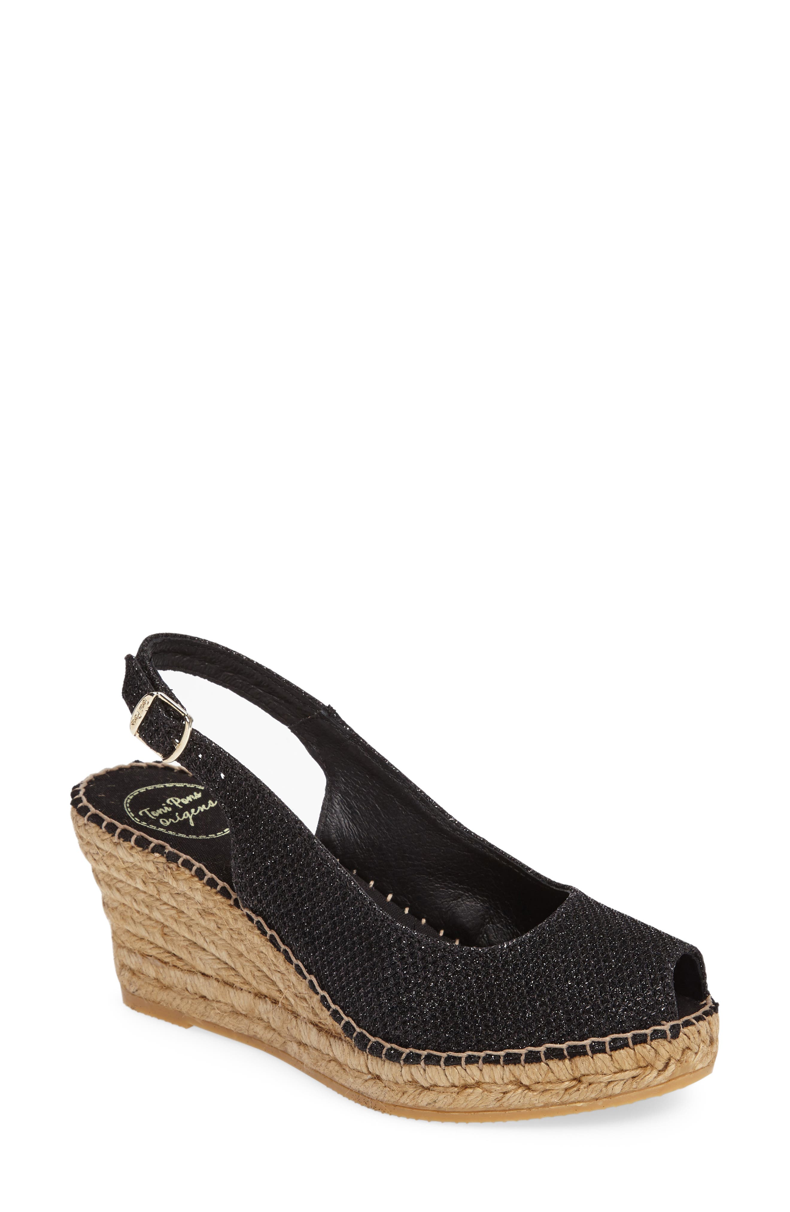 Toni Pons Calafell Slingback Wedge Espadrille, Main, color, Black Fabric