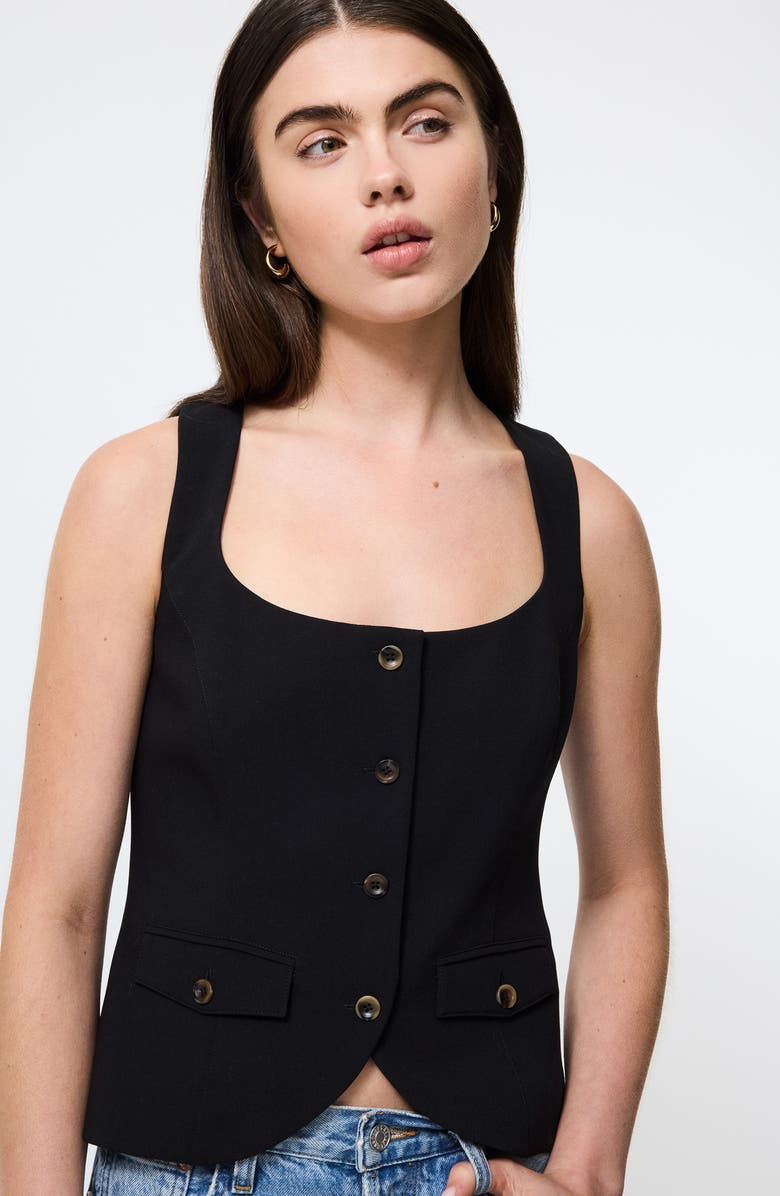 French Connection Azra Twill Vest, Alternate, color, Black