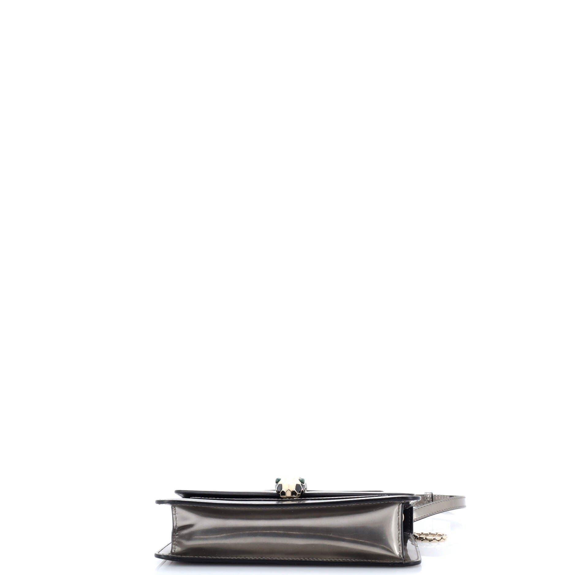 Serpenti Forever Shoulder Bag Metallic Leather Small, Alternate, color, Metallic Silver
